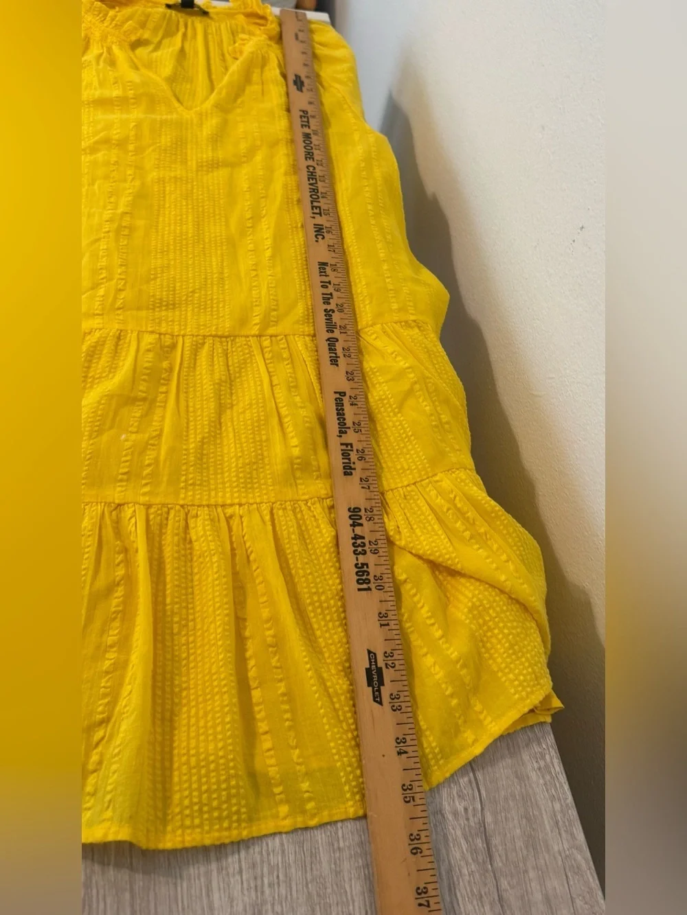 J Crew Ruffle Trim Tiered Dobby Cotton Dress Bright Yellow Breezy Loose NWT XS